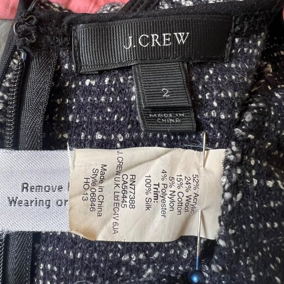 J CREW NAVY BLUE & OFF WHITE TEXTURED STRIPE SLEEVELESS DRESS SIZE 2 - Picture 9 of 9